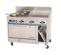 Comstock-Castle 48-Inch Stainless Steel Commercial Gas Range with 2 Open Burners, 18-Inch Griddle, 18-Inch Char-Broiler, 31-Inch Oven, and Cabinet Base