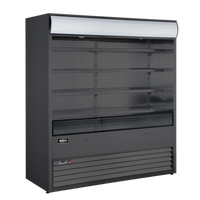 Omcan Grab-and-Go Vertical Open-Air Refrigerated Showcase, 72-Inch Wide, 37 Cu. Ft., Black, 220V