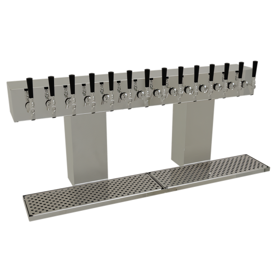 Product image #1 for Glastender 14-Faucet Countertop Glycol-Cooled Bridge Draft Dispensing Tower, Mirror Finish