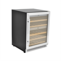 Omcan Vinovero 40-Bottle Dual Zone Wine Cooler with Stainless Steel-Framed Hinged Glass Door
