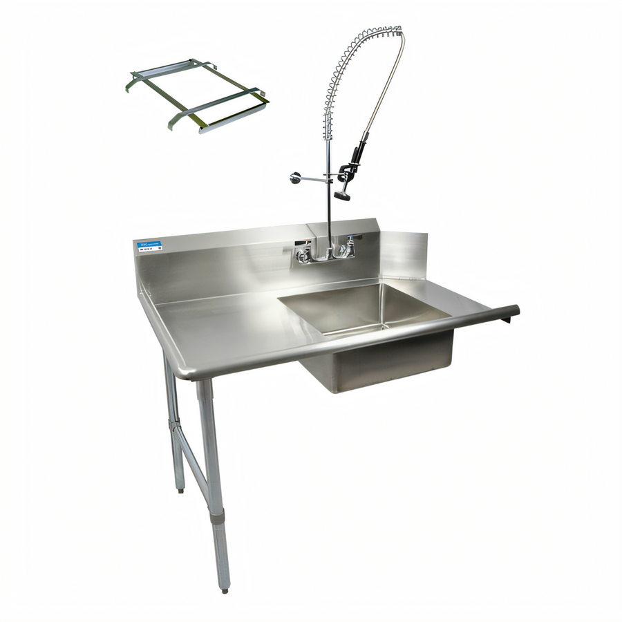 Product image #1 for BK Resources 60-Inch Straight Soiled Dish Table with Left-to-Right Operation, Pre-Rinse Sink, and 10-Inch Backsplash