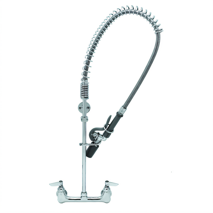 Product image #1 for EasyInstall 8-Inch Wall Mount Pre-Rinse Unit with 44-Inch Hose and 0.65 GPM Low-Flow Spray Valve