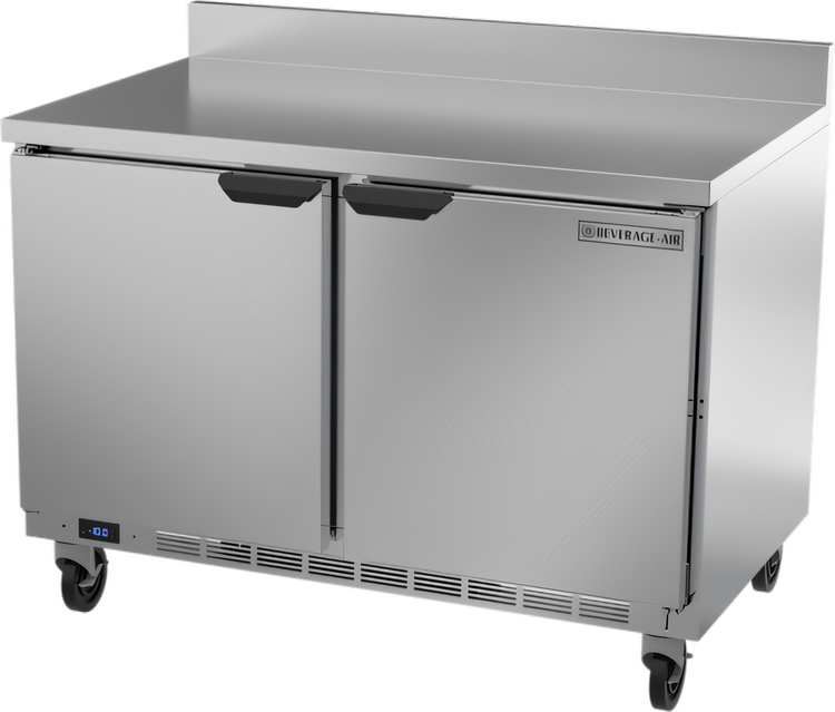 Product image #1 for Beverage-Air 48-Inch 2-Section Worktop Freezer with Solid Doors, Foamed-In-Place Backsplash, and 11.04 Cu. Ft. Capacity