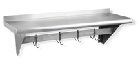 304 Stainless Steel Wall Shelf with Pot Rack and Hooks