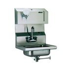 Thumbnail image #1 for Eagle Group HSA-10-FODP Wall-Mounted 304 Stainless Steel Hand Sink with Towel & Soap Dispensers, Gooseneck Faucet, 10 x 14 x 5 in. Bowl