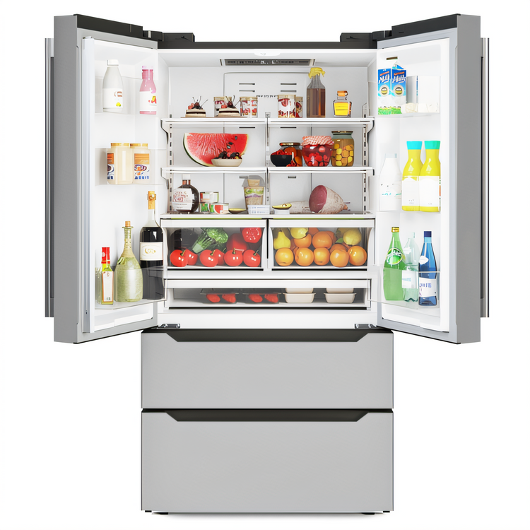 Product image #1 for KoolMore 22.5 Cu. Ft. French Door Refrigerator with Bottom Freezer, Stainless Steel