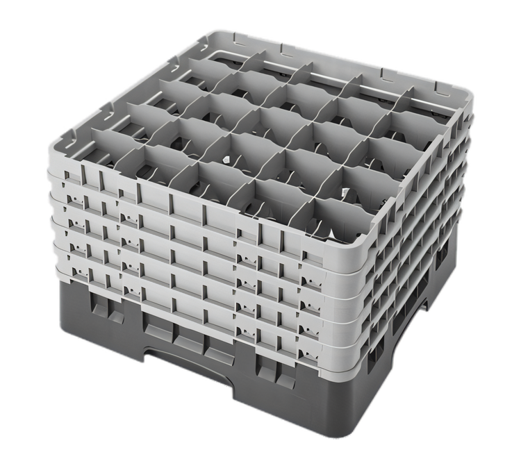 Product image #2 for Cambro Camrack Full Size Low Profile 25-Compartment Glass Rack with 5 Soft Gray Extenders