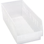 Thumbnail image #1 for Quantum QSB208CL Nesting Clear Shelf Bin, 8-3/8"W x 17-7/8"L x 6"H, 7 Divider Slots, Rear Hanglock Case of 10