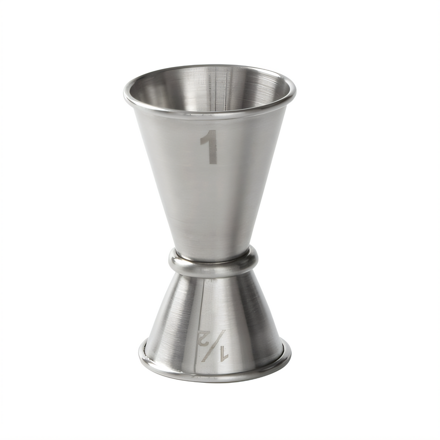 Product image #1 for American Metalcraft 1/2 oz. x 1 oz. Stainless Steel Rolled Edge Jigger, Satin Finish