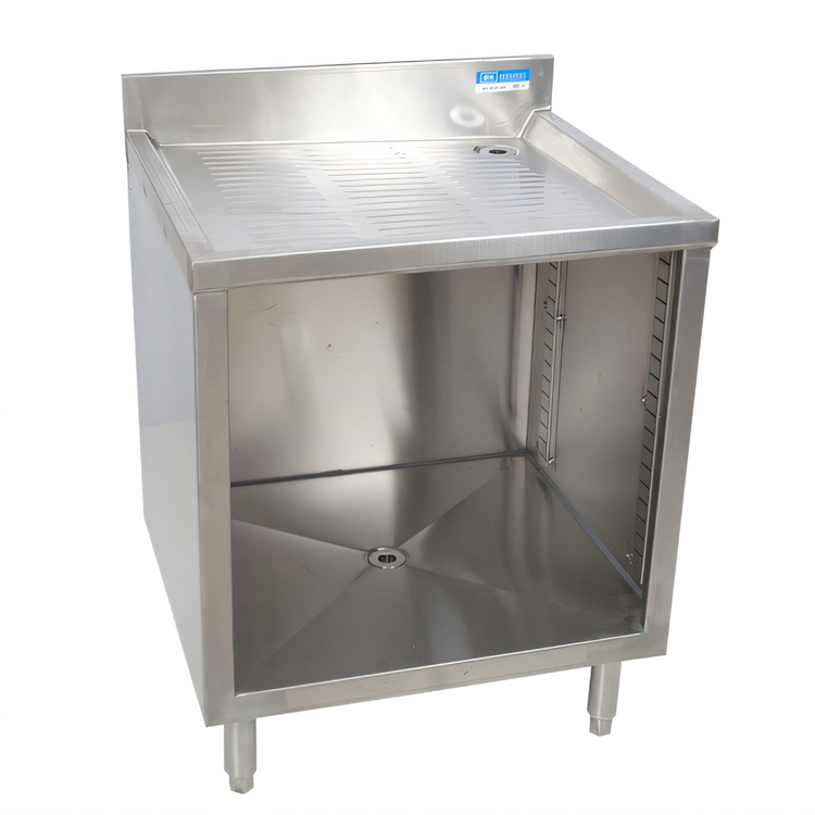 Product image #1 for BK Resources 24 Inch Underbar Glass Rack Unit with Drainboard Top and Open Front Base