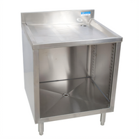 BK Resources 24 Inch Underbar Glass Rack Unit with Drainboard Top and Open Front Base