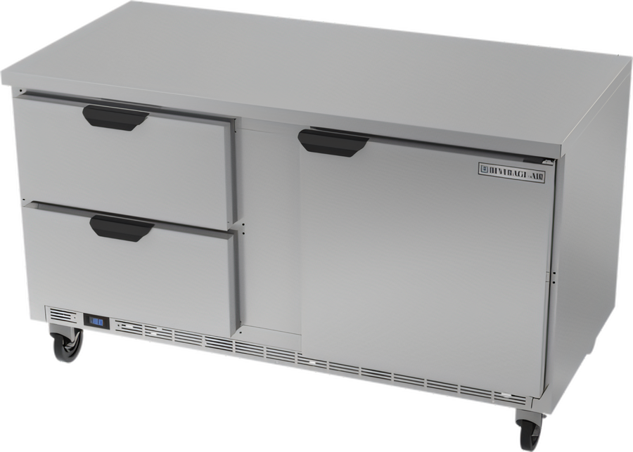 Product image #1 for Beverage-Air 60-Inch Two-Section Worktop Freezer with 2 Drawers and 1 Solid Door, 14.39 Cu. Ft.