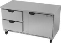 Beverage-Air 60-Inch Two-Section Worktop Freezer with 2 Drawers and 1 Solid Door, 14.39 Cu. Ft.