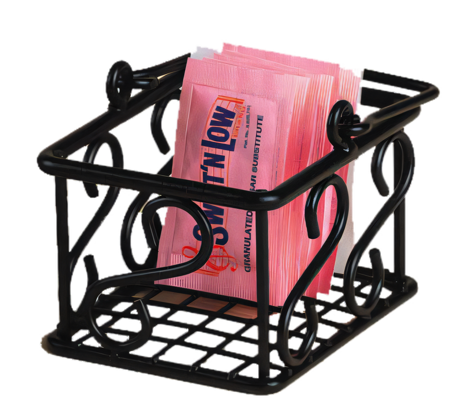 Product image #1 for American Metalcraft Scroll Design Wrought Iron Sugar Packet Basket, Black