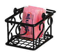 American Metalcraft Scroll Design Wrought Iron Sugar Packet Basket, Black