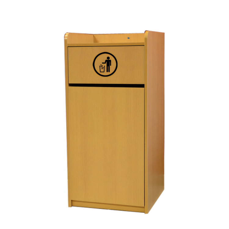 Product image #1 for Omcan 36-Gallon Natural Wood Trash Receptacle with Swing Door and Food Tray Holder