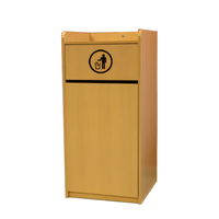 Omcan 36-Gallon Natural Wood Trash Receptacle with Swing Door and Food Tray Holder
