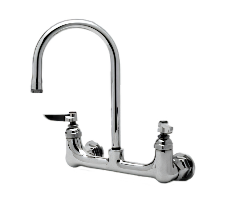 Product image #1 for T&S Brass Low-Lead Wall-Mount Faucet with 8" Adjustable Centers and 6" Swivel Gooseneck