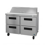 Thumbnail image #1 for Hoshizaki Steelheart SR48B-12D4 48-Inch Two-Section Sandwich Top Prep Refrigerator with 4 Drawers and 12 1/6-Size Pans