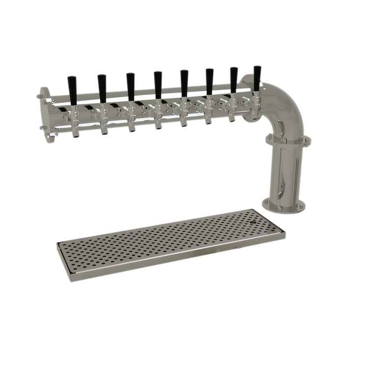 Product image #1 for Glastender Single-Column Countertop Pipe Cantilever Draft Dispensing Tower with 8 Stainless Steel Faucets, Air-Cooled, Mirror Finish