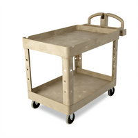 Rubbermaid Commercial Products Heavy-Duty Polypropylene Utility Bus Cart with 2 Lipped Shelves, 500 lb Capacity