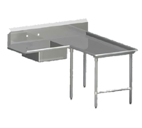 John Boos Pro-Bowl L-Shaped Island Soiled Dishtable with Pre-Rinse Sink Bowl, Right-to-Left Operation, 60-In. Machine-to-Corner, 108-In. Corner-to-End