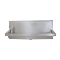 BK Resources 48-Inch Wall Mount Trough Urinal with Basket Drain, 304 Stainless Steel