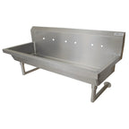 Thumbnail image #1 for BK Resources MSHS-72W2 Three-Station Wall-Mounted Stainless Steel Hand Wash Sink, 72-Inch Wide, 8-Inch Deep Bowl