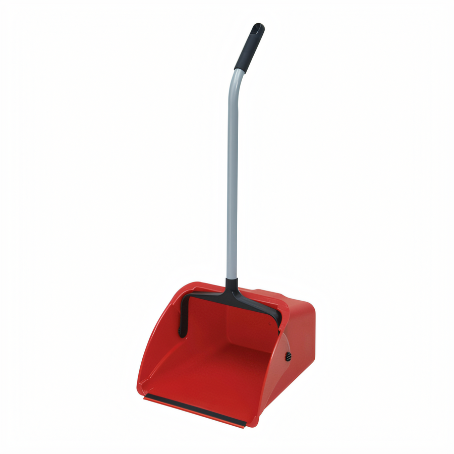 Product image #1 for Winco Jumbo Lobby Dust Pan with 25-Inch Handle, Red Polypropylene