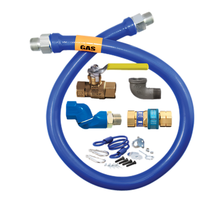 Product image #1 for Dormont Blue Hose 1-1/4 Inch I.D. x 48 Inch Moveable Gas Connector Kit with Swivel MAX and SnapFast