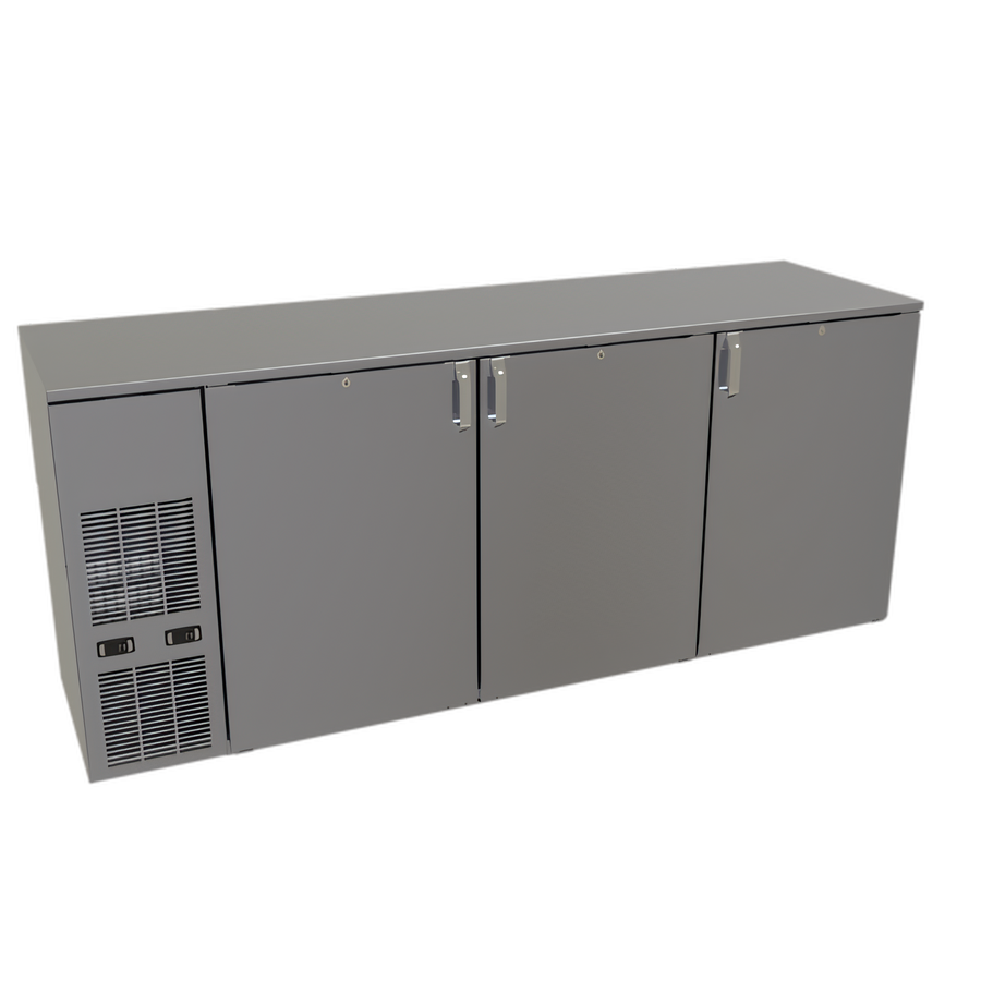 Product image #1 for Glastender C2FB84 Two-Zone Front-Serviced Bar Profile Back Bar Cooler, 84 Inch, 3-Section