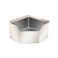 Corner Floor-Mounted Mop Sink with Drain Basket, 26.5 x 26.5 x 16 Inches, 304 Stainless Steel