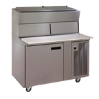 Thumbnail image #1 for Delfield LiquiTec 18648PDLP 48-Inch Single-Section Refrigerated Pizza Prep Table with Raised Rails, 1 Door, 4-Pan Capacity