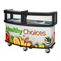 Cambro 75-Inch Vending Cart with Safety Barrier, Open Well, Black Strip Wrap