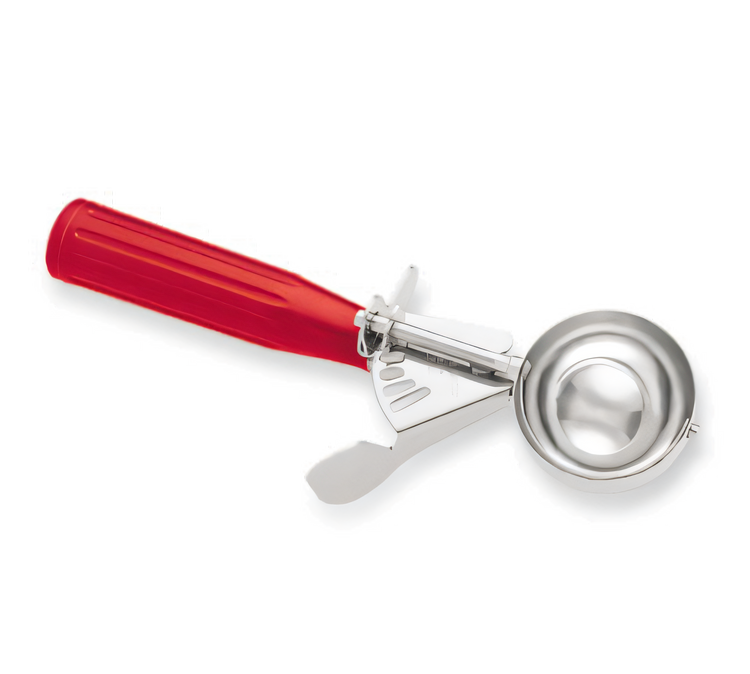 Product image #2 for Size 24 Thumb Press Disher with Red Color-Coded Handle and Stainless Steel Bowl