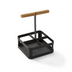 Thumbnail image #1 for American Metalcraft Iron & Oar Collection 5.75 Inch Square Wine Flight Caddy with Black Wood Handle