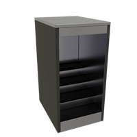 Glastender 18-Inch Wide Open Front Back Bar Liquor Display Cabinet with 3 Steps and LED Lighting