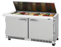 Turbo Air PRO Series 60-1/4-Inch 2-Section Mega Top Sandwich/Salad Prep Table with Flat Lid and Front Breathing Airflow