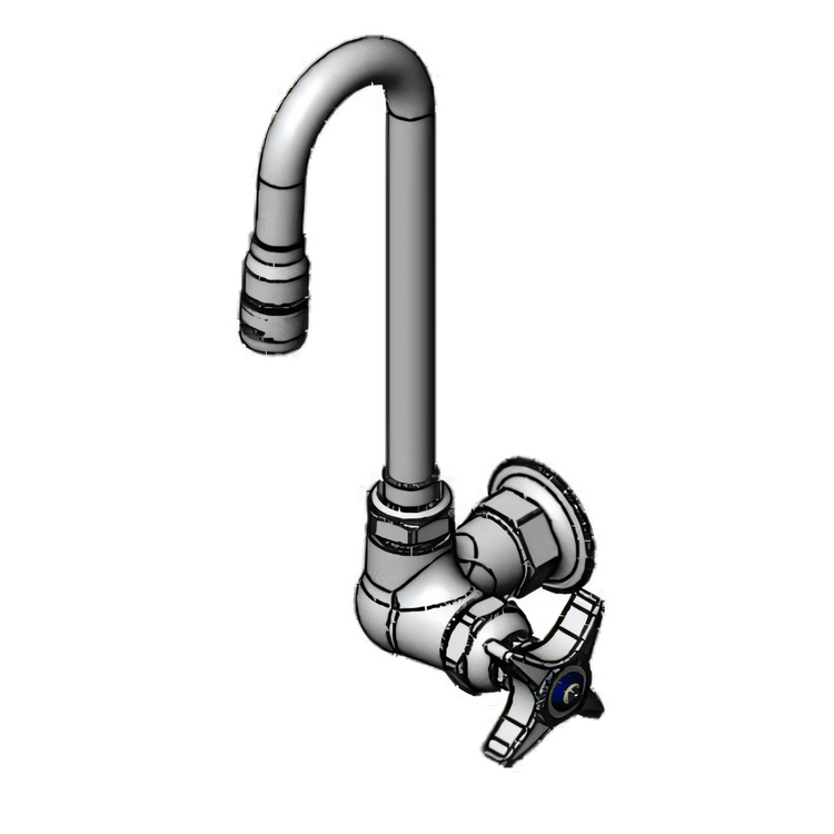 Product image #1 for T&S Brass Single Pantry Wall-Mount Faucet with Swivel Gooseneck and 4-Arm Handle