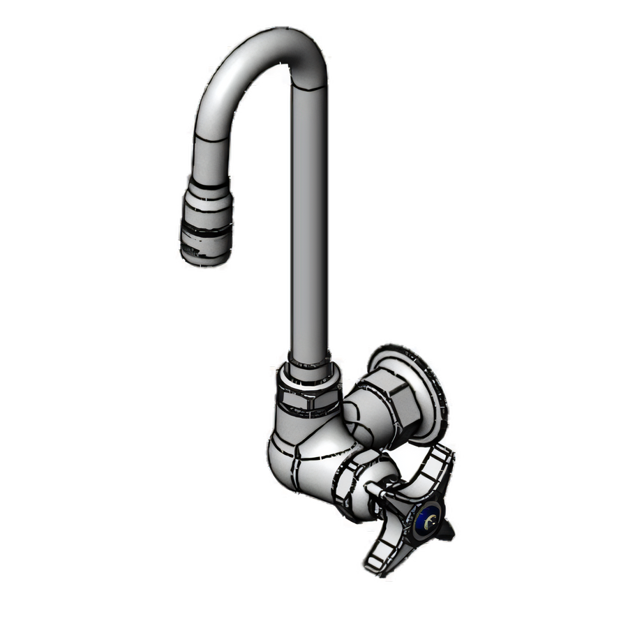 Product image #1 for T&S Brass Single Pantry Wall-Mount Faucet with Swivel Gooseneck and 4-Arm Handle