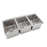 John Boos Pro-Bowl 3-Compartment Drop-In Sink, 56 x 25 x 12 Inches, Stainless Steel