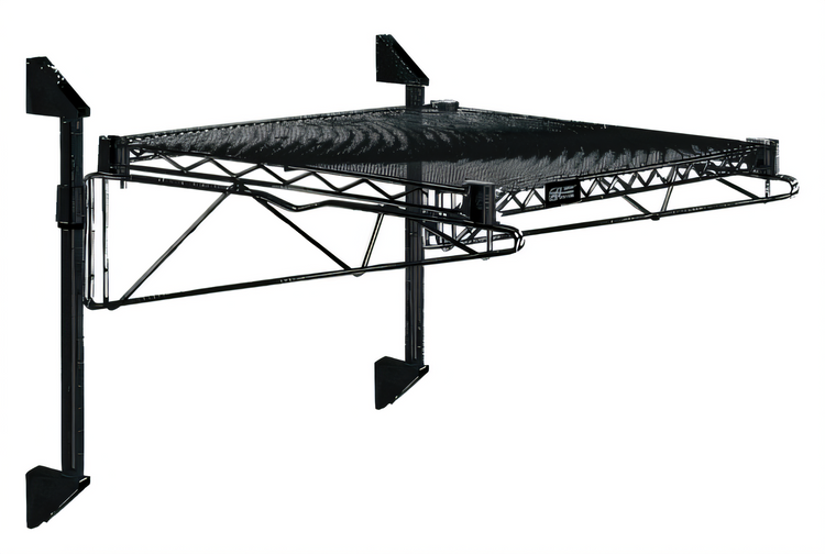 Product image #1 for Quantum Cantilever Single Shelf Wall-Mount Wire Shelving Unit, 72 x 12 Inches, Black Epoxy Antimicrobial Finish