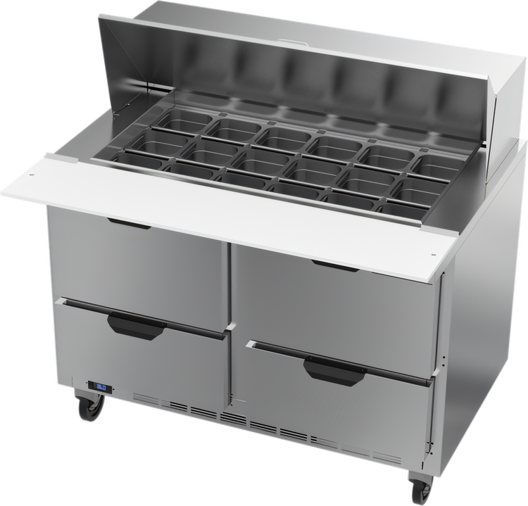 Product image #1 for Beverage-Air SPED48HC-18M-4 48-Inch Two-Section Mega Top Refrigerated Prep Table with 4 Drawers