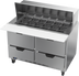 Thumbnail image #1 for Beverage-Air SPED48HC-18M-4 48-Inch Two-Section Mega Top Refrigerated Prep Table with 4 Drawers