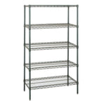 Thumbnail image #1 for Quantum WR86-2454P-5 54"W x 24"D x 86"H Wire Shelving Starter Unit, 5 Shelves, Green Epoxy