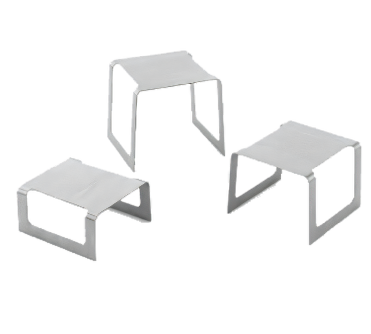 Product image #1 for Square Buffet Stand Set of 3 Bent Risers, Brushed Stainless Steel
