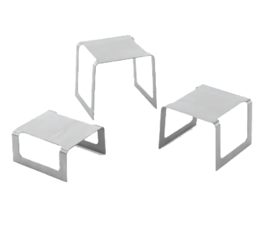 Product image #1 for Square Buffet Stand Set of 3 Bent Risers, Brushed Stainless Steel