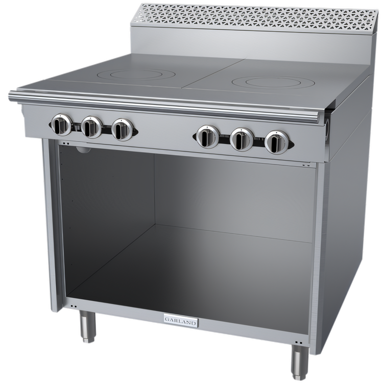 Product image #1 for Garland Cuisine Series Heavy Duty 36-Inch Gas Range with (2) 18-Inch Front-Fired Hot Tops and Open Cabinet Base