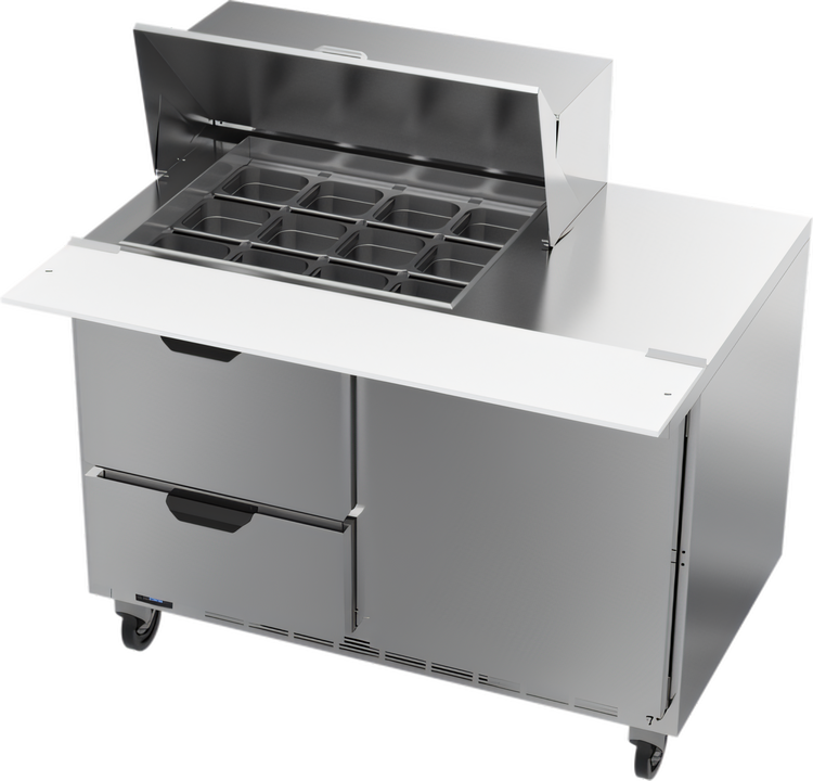 Product image #1 for Beverage-Air 48-Inch Mega Top Refrigerated Sandwich Prep Table with 2 Drawers, 1 Door, 12-Pan Top