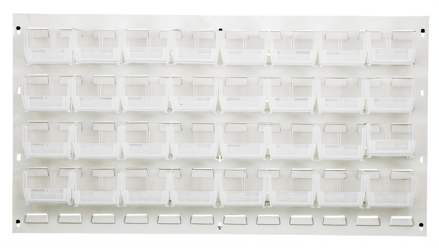 Product image #1 for Wall-Mounted Louvered Storage Panel Starter Unit with 32 Clear Bins